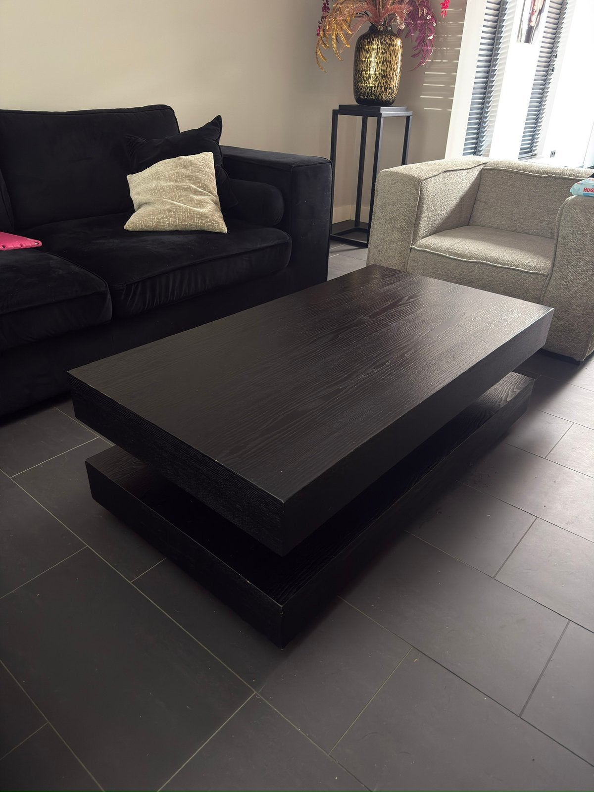 Salontafel zwart, Ophalen, Gebruikt, 50 tot 100 cm, 150 tot 200 cm