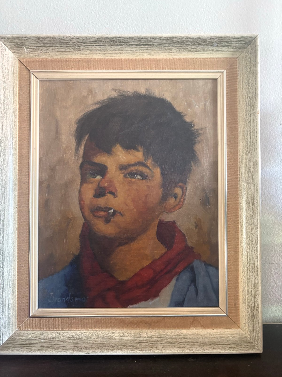 Olieverfschilderij portret Fritske, gesigneerd brandsma, Doek, Portret of Personen, Realistisch, Ophalen of Verzenden