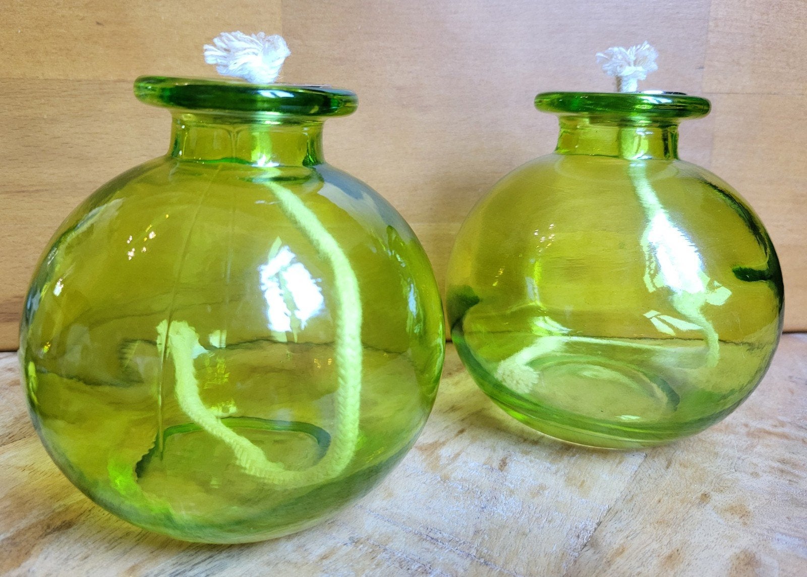 Set Vintage Glazen Olielampen – Bolvormige Sfeermakers, Ophalen of Verzenden