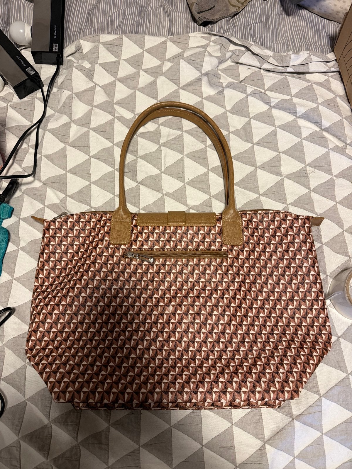 Flora & Co Shopper met geometrisch patroon, Ophalen, Zo goed als nieuw, Bruin, Shopper