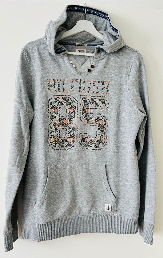Tommy Hilfiger Katoenen Hoodie, XL, Kleding | Dames, Ophalen, Maat 46/48 (XL) of groter, Zo goed als nieuw, Grijs