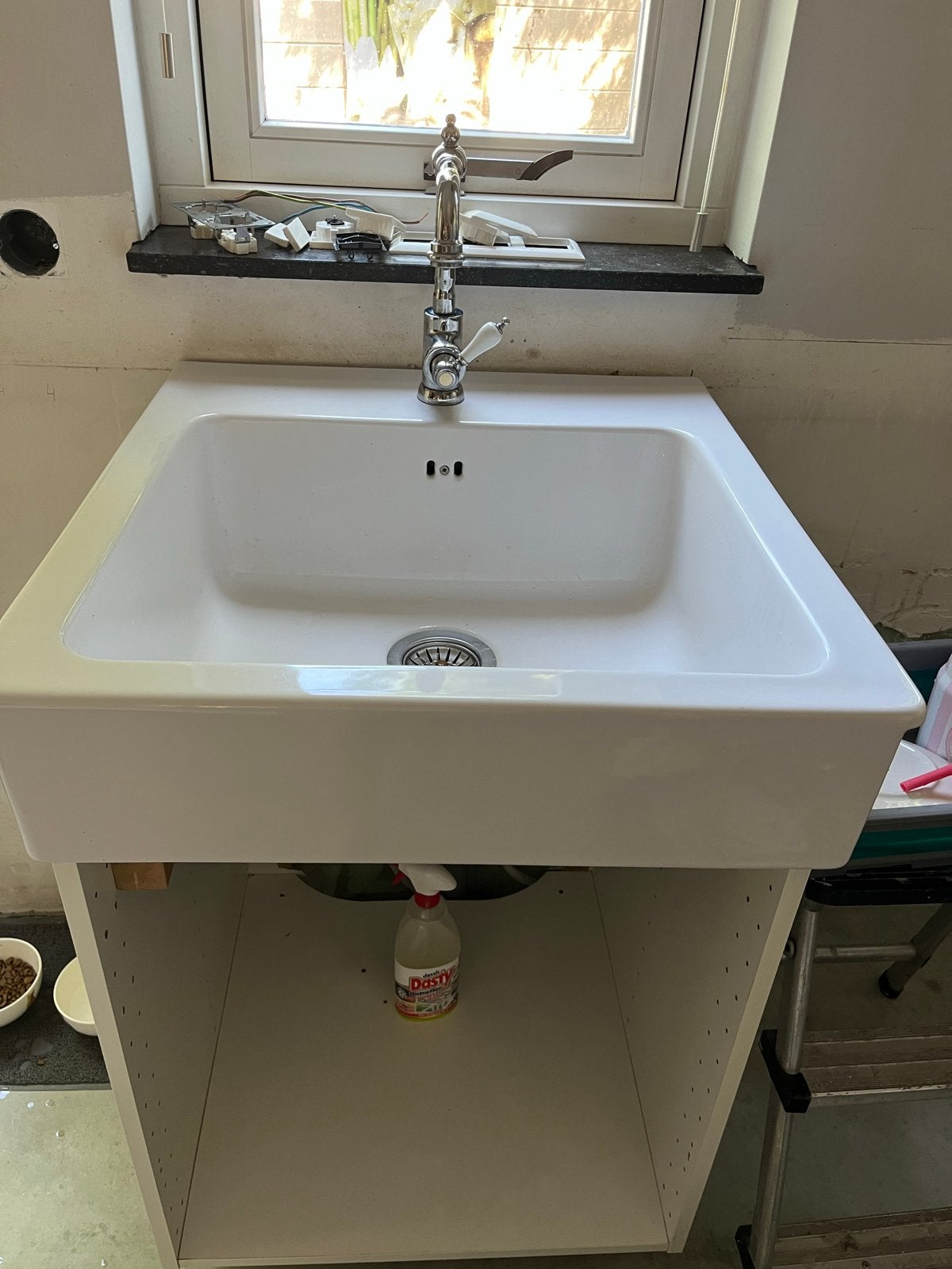 IKEA Domsjö spoelbak met Glittran kraan, Huis en Inrichting, Ophalen, IKEA, Steen/keramiek, Wit