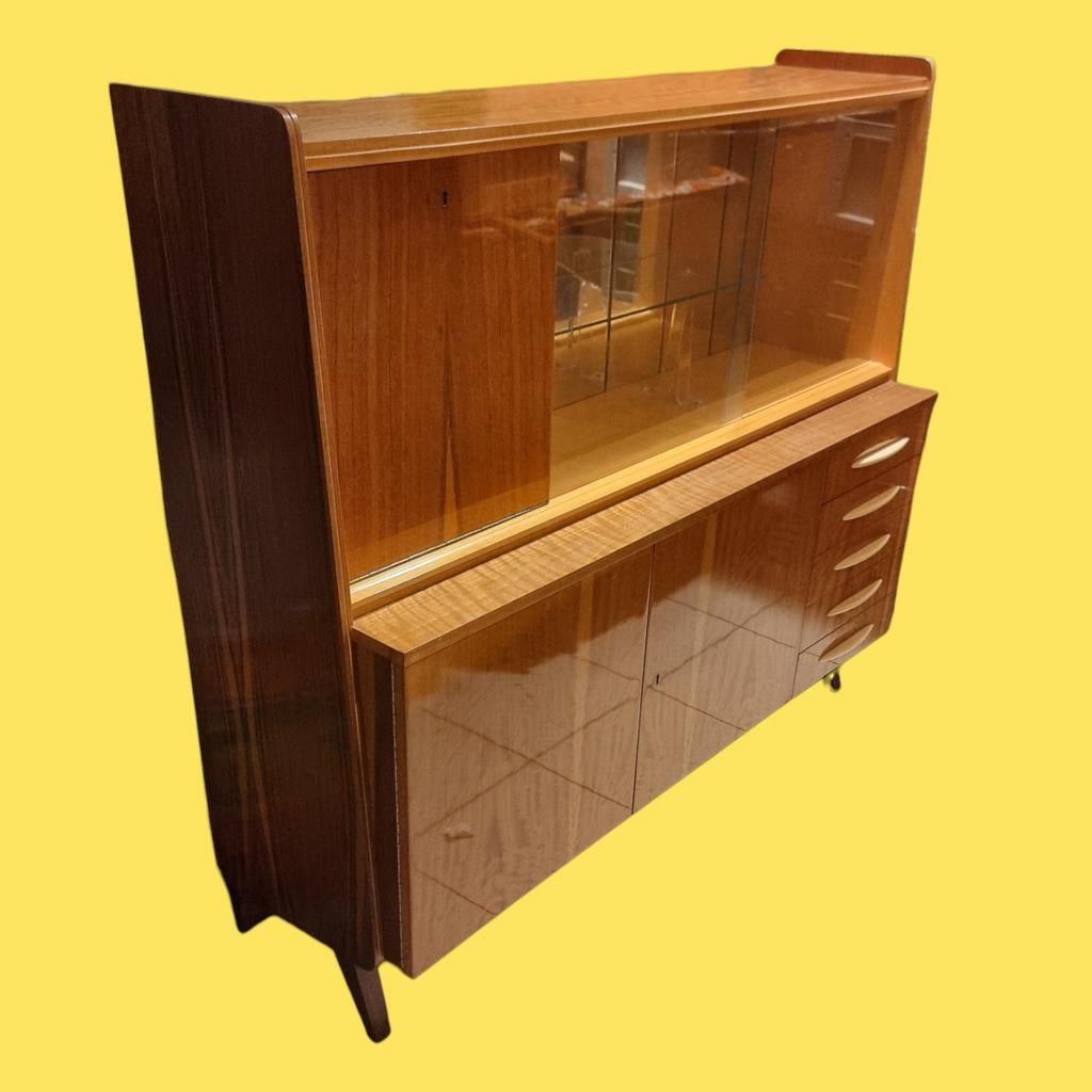 Vintage barkast met vitrine jaren 60, Ophalen, Gebruikt, ,, ,