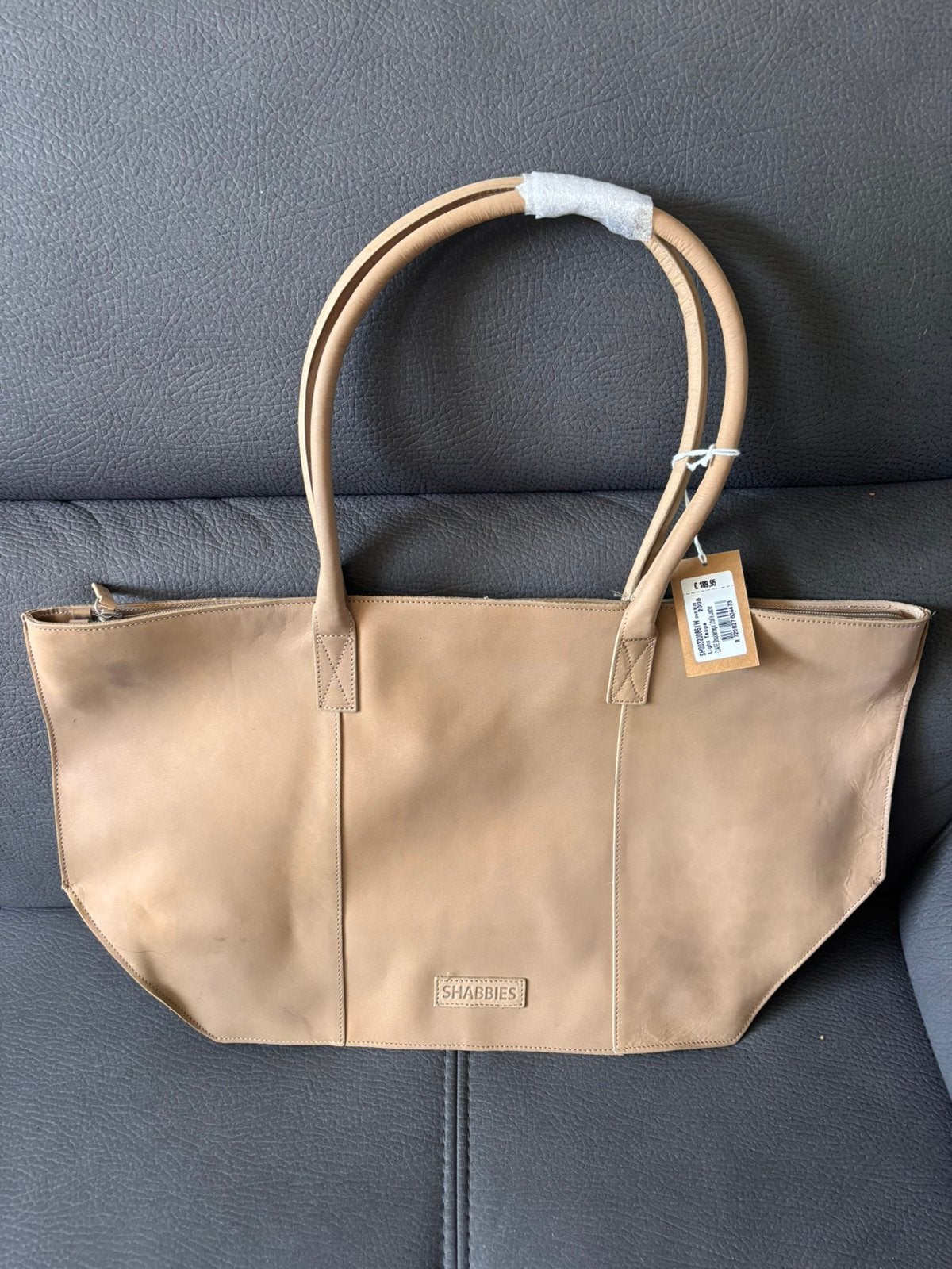 Nieuwe leren shabbies tas cognac /taupe kleur, Ophalen, Nieuw, Bruin, Handtas