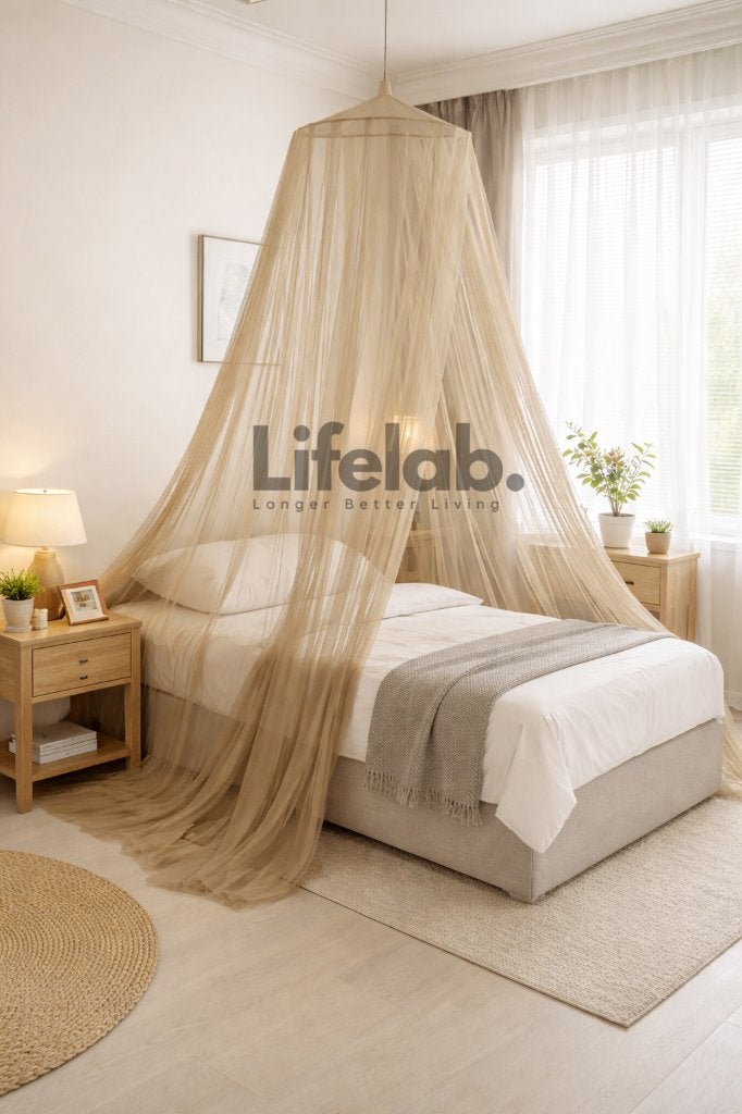 Lifelab EMF Anti-Straling Klamboe bed  Aarding / Grounding, Eenpersoons, Verzenden, Wit, Ademend