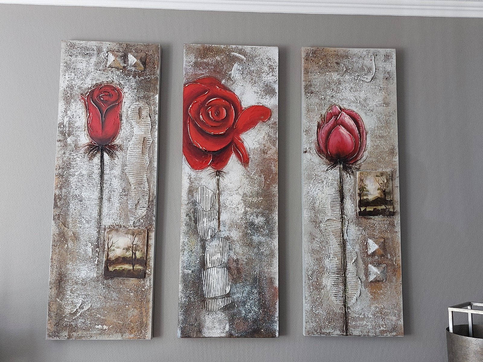 3 schilderijen 1.20 x 40 cm, Ophalen, Minder dan 50 cm, Schilderij