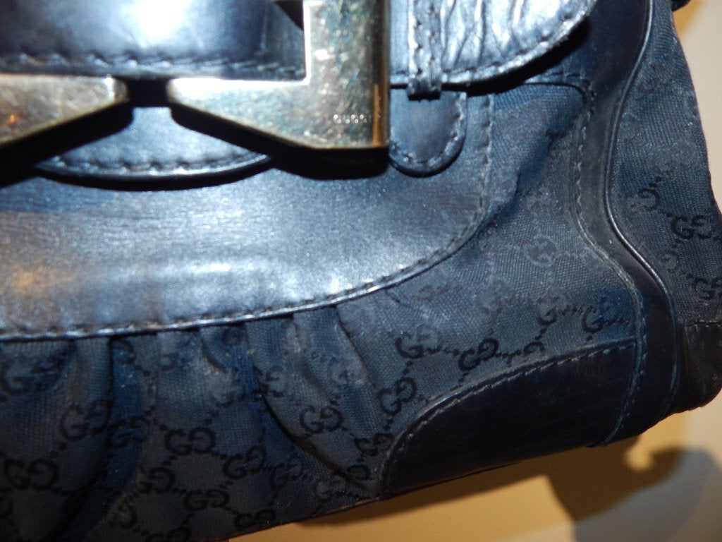 Gucci ruime tas monogram print stof hardware strik voorkant, Ophalen of Verzenden, Gebruikt, Zwart, Handtas