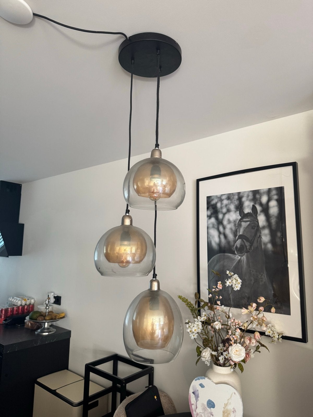 Rivièra Maison Denver Triple Hanglamp, Ophalen, Zo goed als nieuw, Glas, E27 (groot)