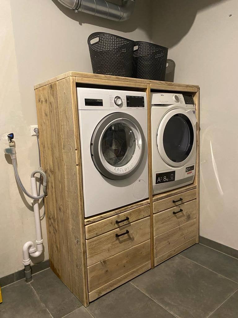 Wasmachine/droger ombouw kast verhoging lades wasmandplank, Ophalen, 100 tot 150 cm, Nieuw, 150 tot 200 cm