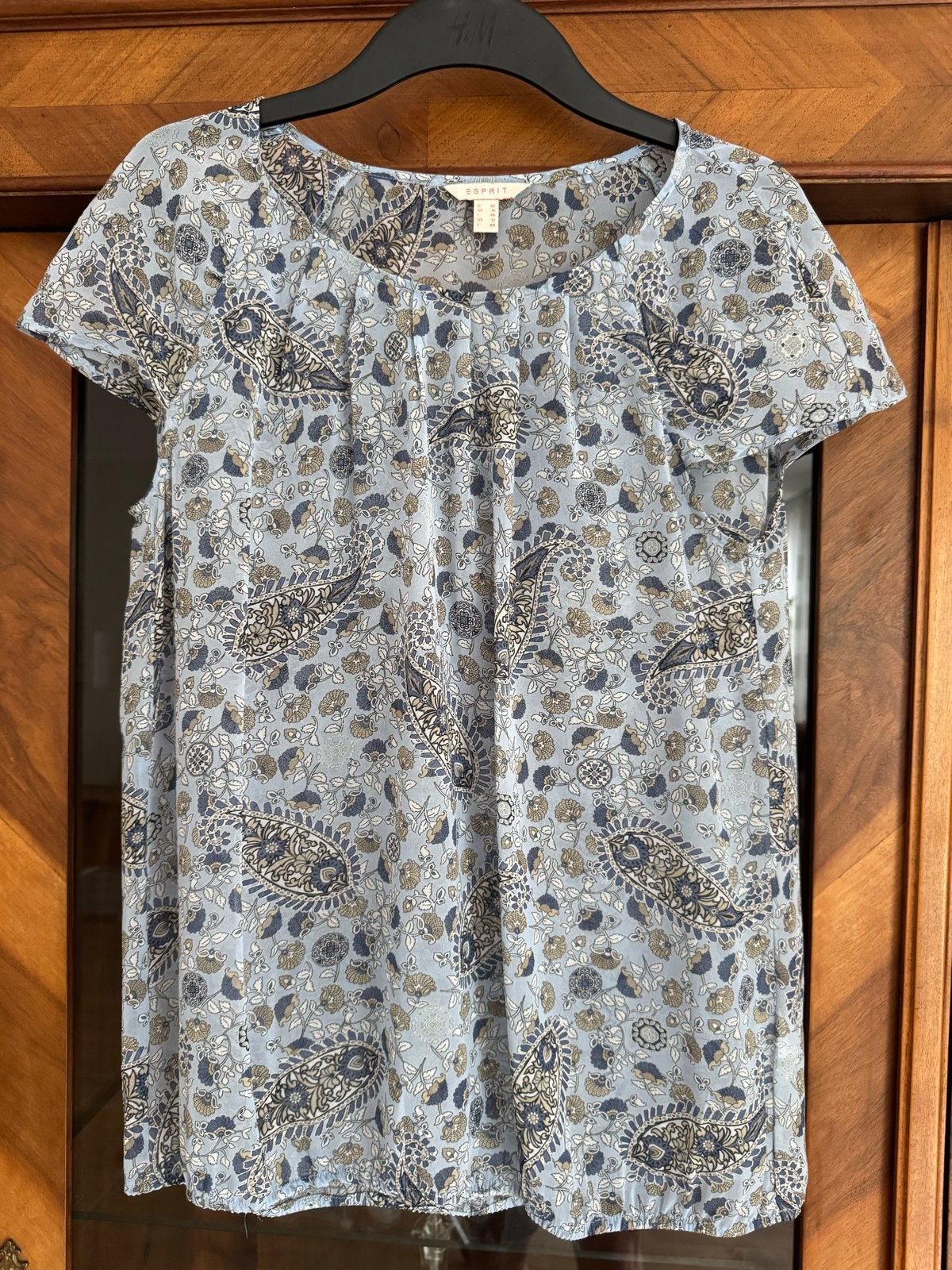 Esprit blouse met korte mouwen en paisley print - Maat 42, Ophalen of Verzenden, Zo goed als nieuw, Maat 42/44 (L), Blauw
