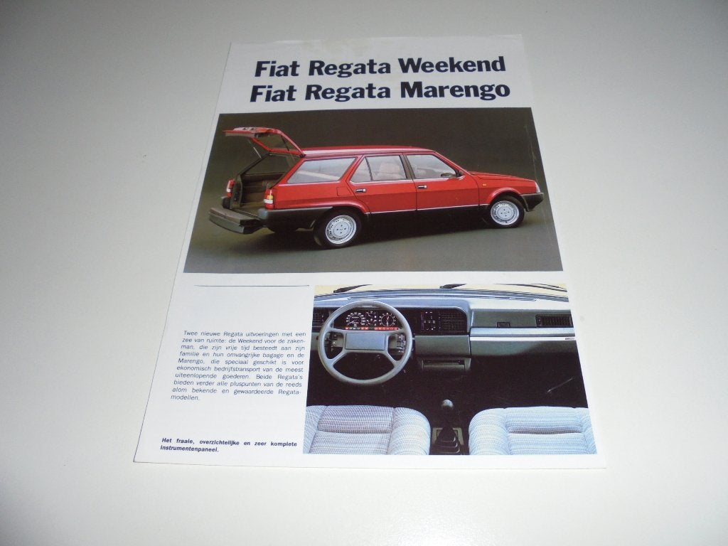 leaflet Fiat Regata Weekend/Regata Marengo, Ophalen of Verzenden, Zo goed als nieuw, Overige merken
