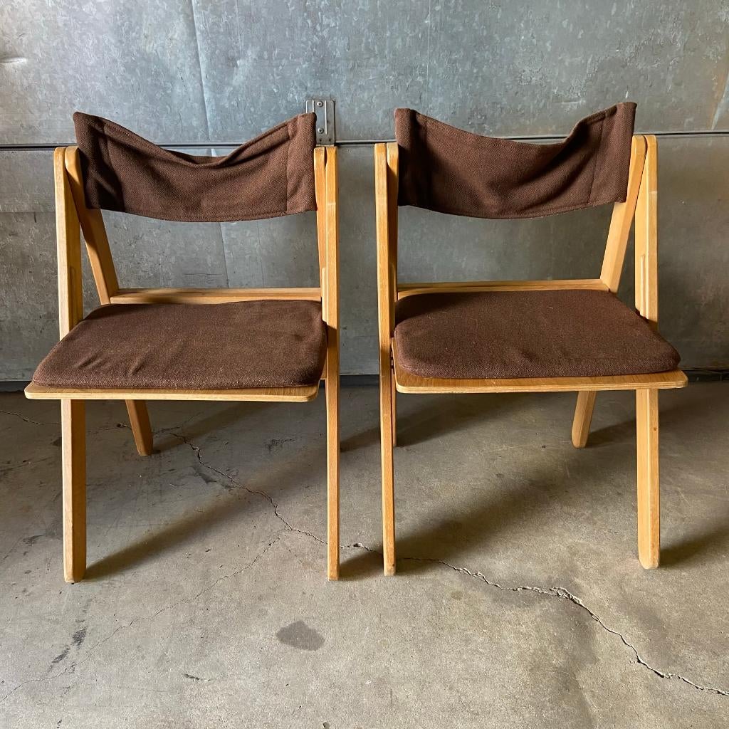 Jaren 70 vintage No Ikea Scandinavisch design klapstoelen, Huis en Inrichting, Stoelen, Overige materialen, Gebruikt, Bruin, Vintage