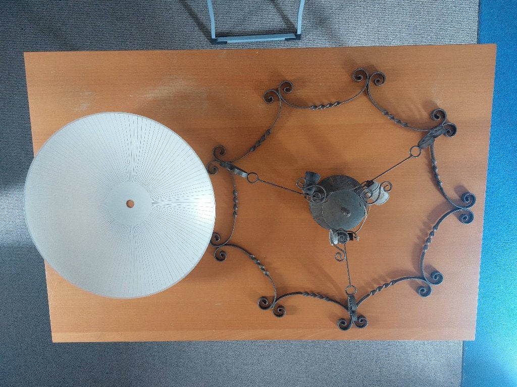 Vintage plafonnière, Ophalen, Gebruikt, 50 cm, Glas