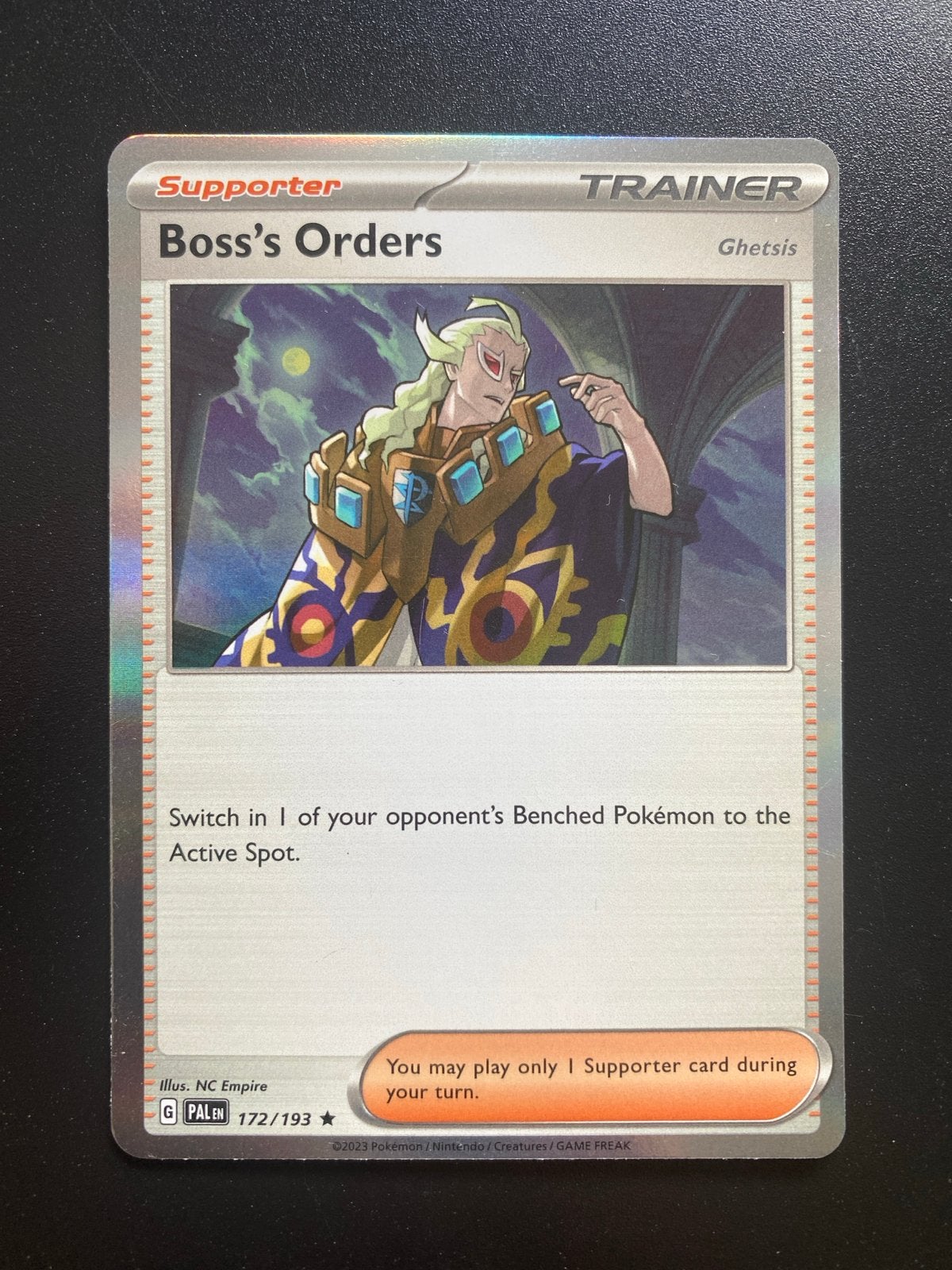 Boss's Orders 172/193 Rare Holo Pokémon Paldea Evolved, Ophalen of Verzenden, Zo goed als nieuw, Losse kaart, Foil