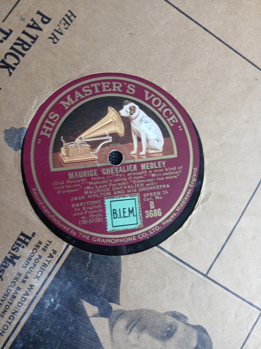Maurice Chevalier Medley - His Master's Voice 78 toeren, LP, Gebruikt, 10 inch, Overige genres