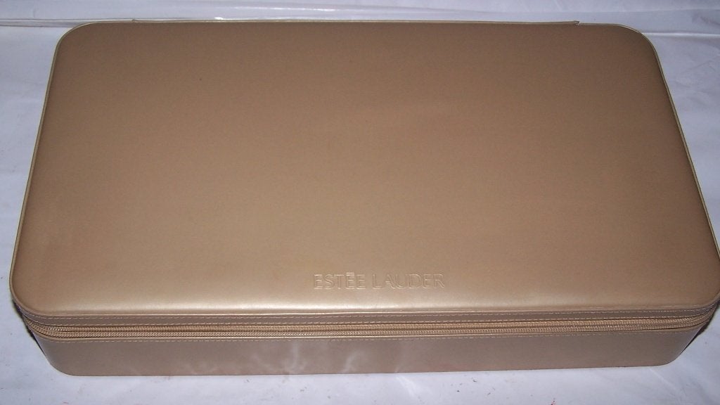 Vintage goudkleurige Estée Lauder makeup/sieradenkoffer., Softcase, Overige kleuren, Ophalen of Verzenden, Zo goed als nieuw
