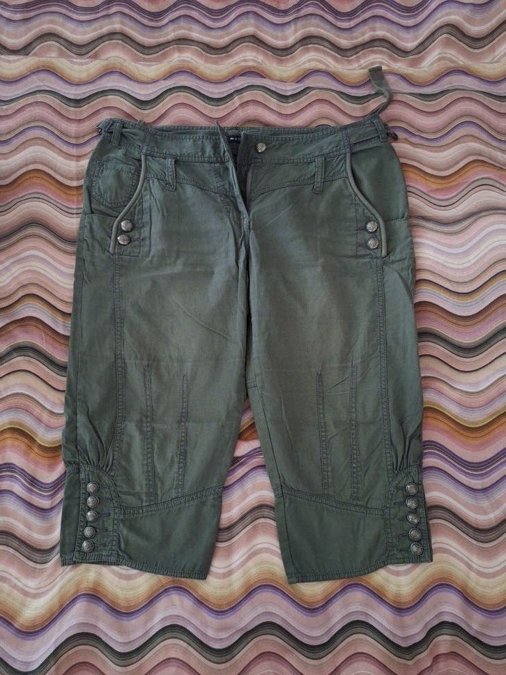 Groene katoenen Watcher capribroek maat 42, Kleding | Dames, Maat 42/44 (L), Ophalen of Verzenden, Driekwart, Gedragen