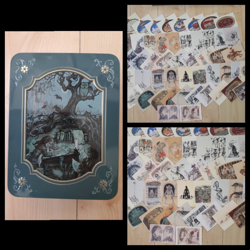 Efteling blik met Anton pieck geillustreerde kaarten, Verzamelen, Efteling, Zo goed als nieuw, Overige typen, Ophalen of Verzenden