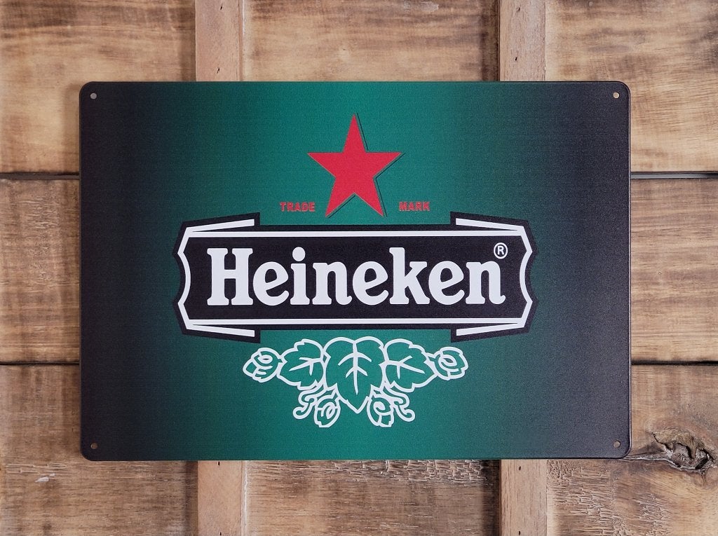 Heineken logo groen reclamebord van metaal wandbord deco, Verzamelen, Ophalen of Verzenden, Nieuw, Reclamebord, Plaat of Schild