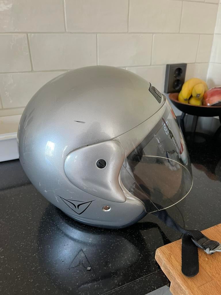 Brommerhelm grijs maat M, Fietsen en Brommers, Ophalen of Verzenden, Gebruikt