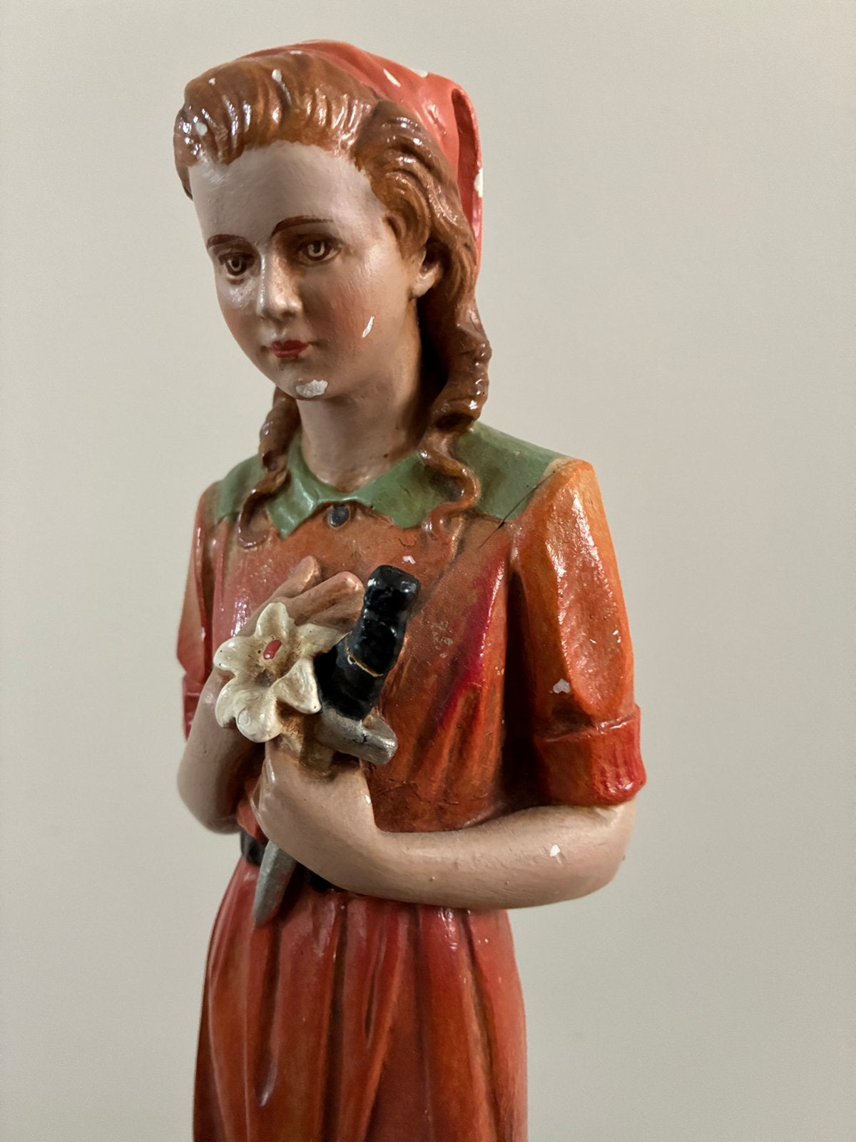 Antiek beeldje van Heilige Maria Goretti, Passie Mook, Antiek en Kunst, Ophalen of Verzenden