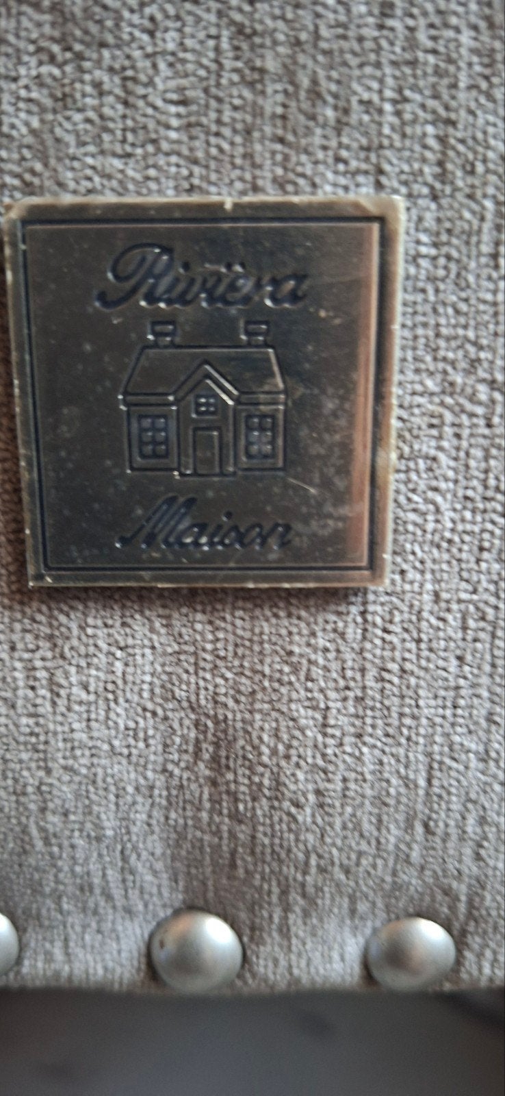 Riviera Maison Eetkamerstoel - Beige Stof 2x, Gebruikt, Overige kleuren, Landelijke, Klassieke stijl, Ophalen of Verzenden