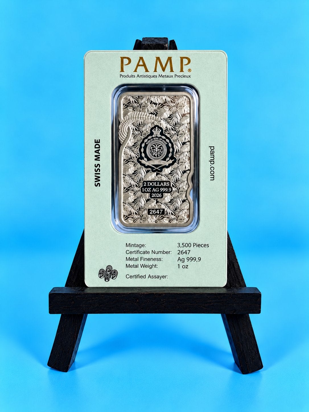 PAMP Suisse🇨🇭Nature’s Grip 2026 Nile Crocodile🐊1oz Silver, Ophalen of Verzenden, Zilver