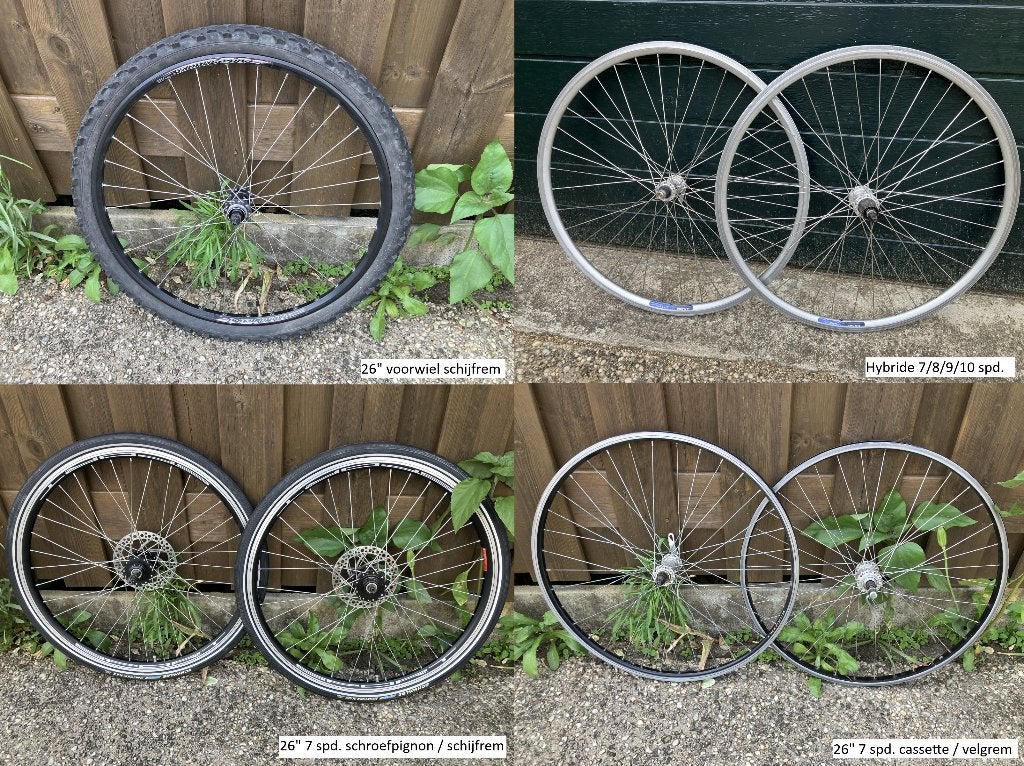 Sets fietswielen 26" + 28", Wiel, Gebruikt, Ophalen of Verzenden, Aluminium