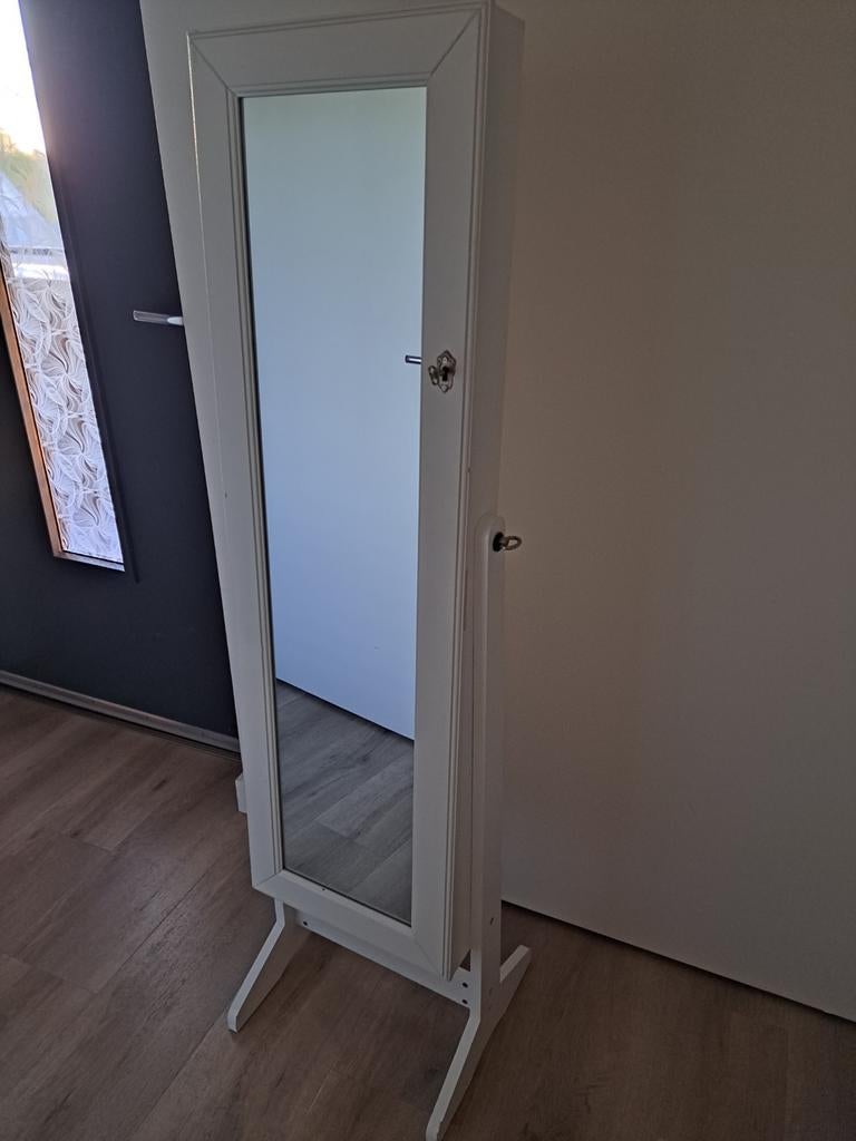 Witte sieraden spiegelkast met opbergruimte, Ophalen of Verzenden