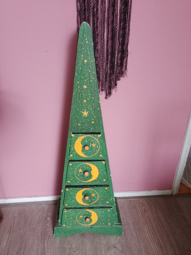 Vintage/boho lade kastje zon/maan alleen ophalen, Ophalen, Minder dan 50 cm, Gebruikt, 100 tot 150 cm