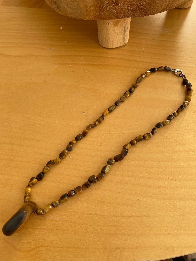 Echte Tijgeroog Edelsteen Ketting zgan, Sieraden, Tassen en Uiterlijk, Kettingen, Bruin, Ophalen of Verzenden, Zo goed als nieuw