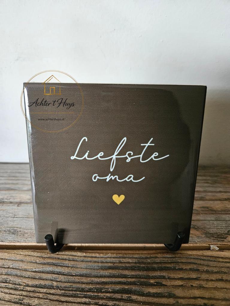 Tekst tegel met spreuk "Liefste oma", Ophalen of Verzenden, Nieuw