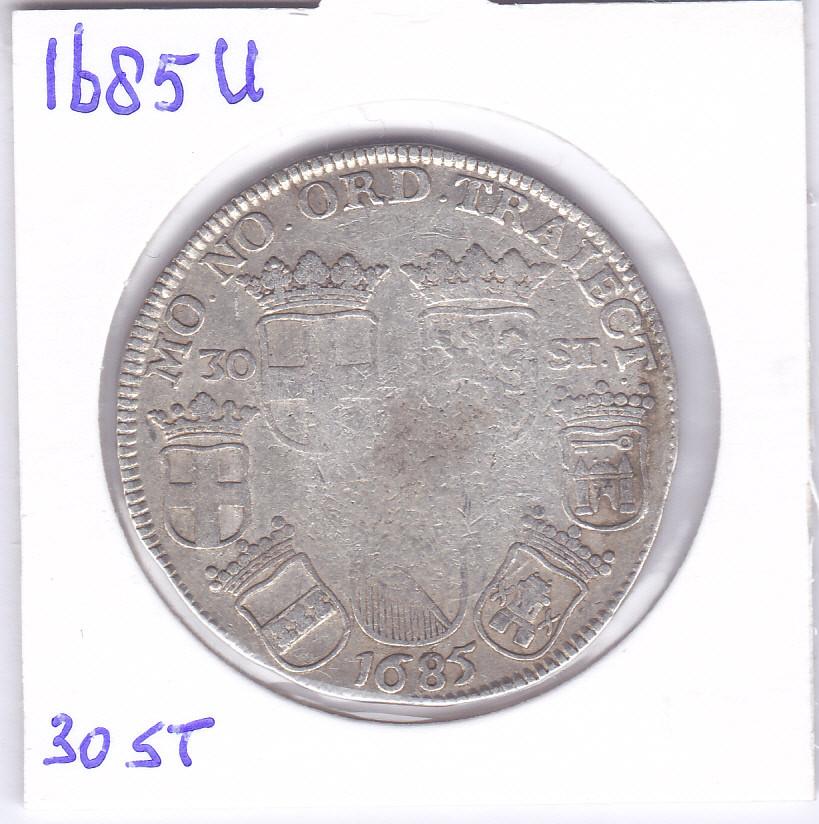 30 stuiver 1685 Utrecht voor slechts 99 euro, Vóór koninkrijk, Zilver, Losse munt, Overige waardes