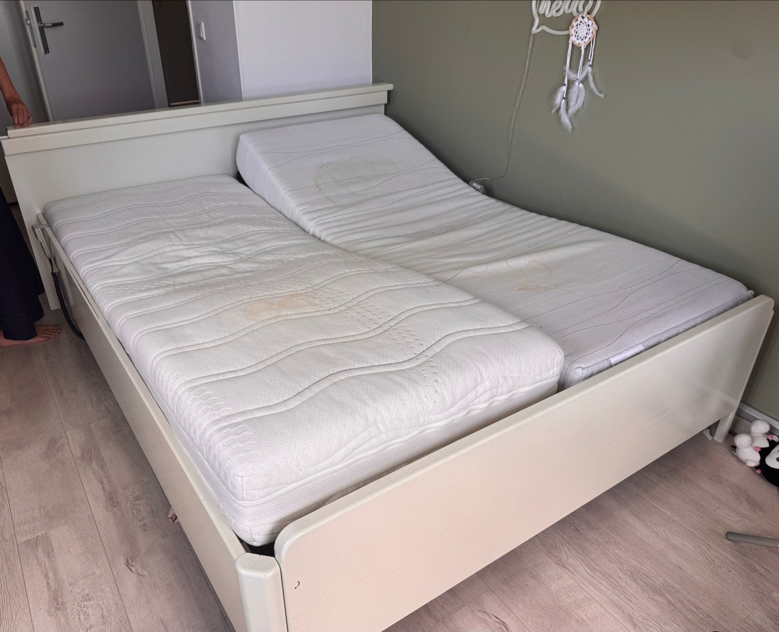 Auping bed met 2 elektrisch verstelbare Boss spiraalbodems, Ophalen, Tweepersoons, 200 cm, 160 cm