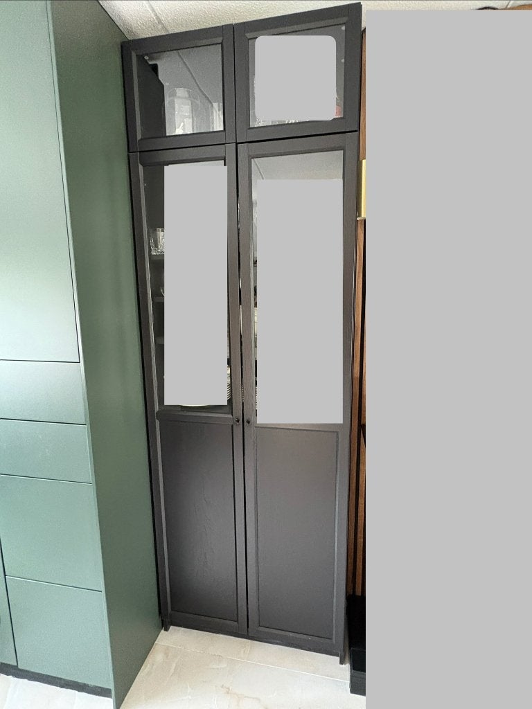 Kast vitrine met glazendeuren en normale, Ophalen, 200 cm of meer, 50 tot 100 cm, Modern
