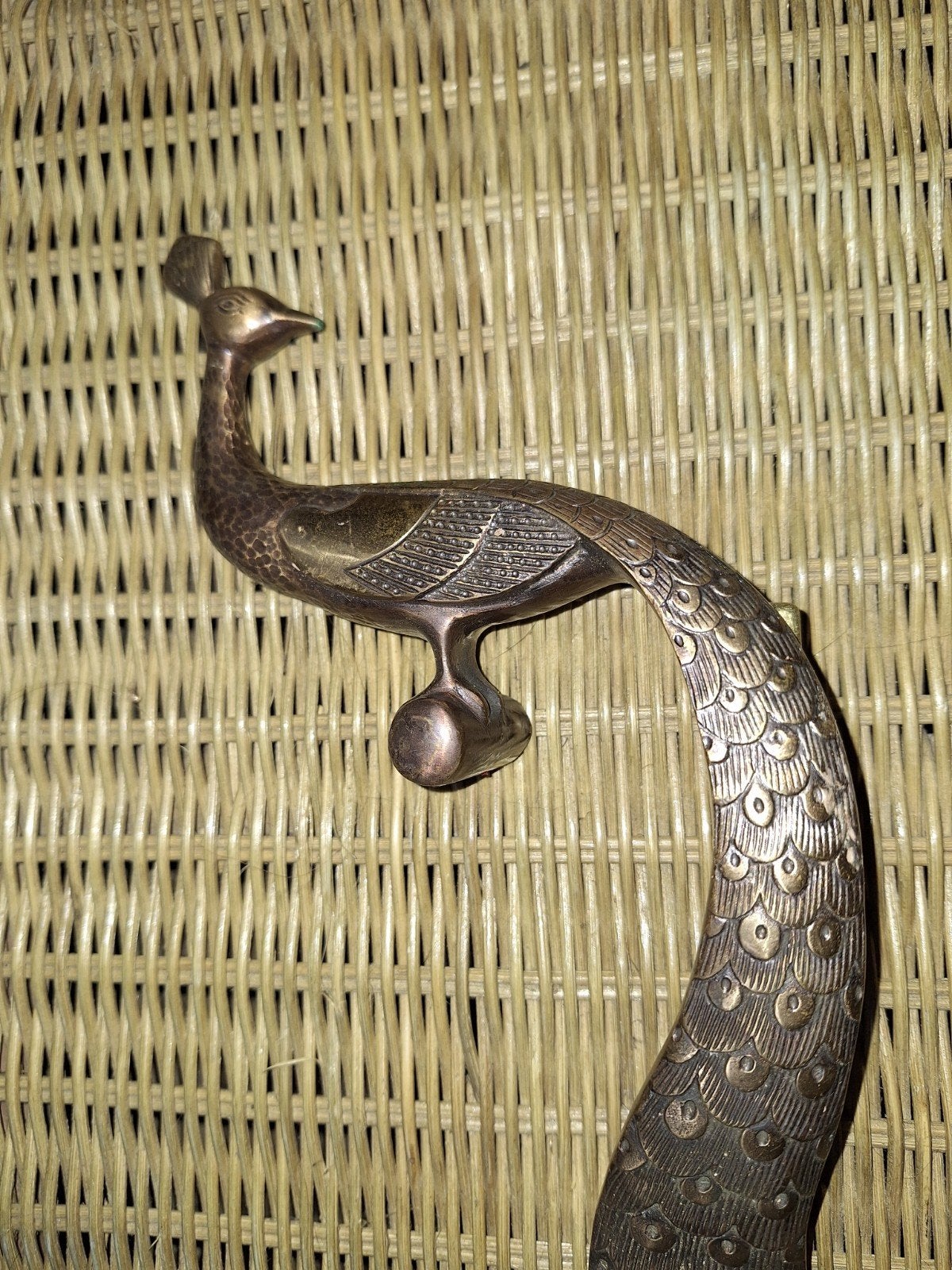 Unieke bronzen pauw deurgreep - 35 cm - Meko Duitsland, Ophalen of Verzenden