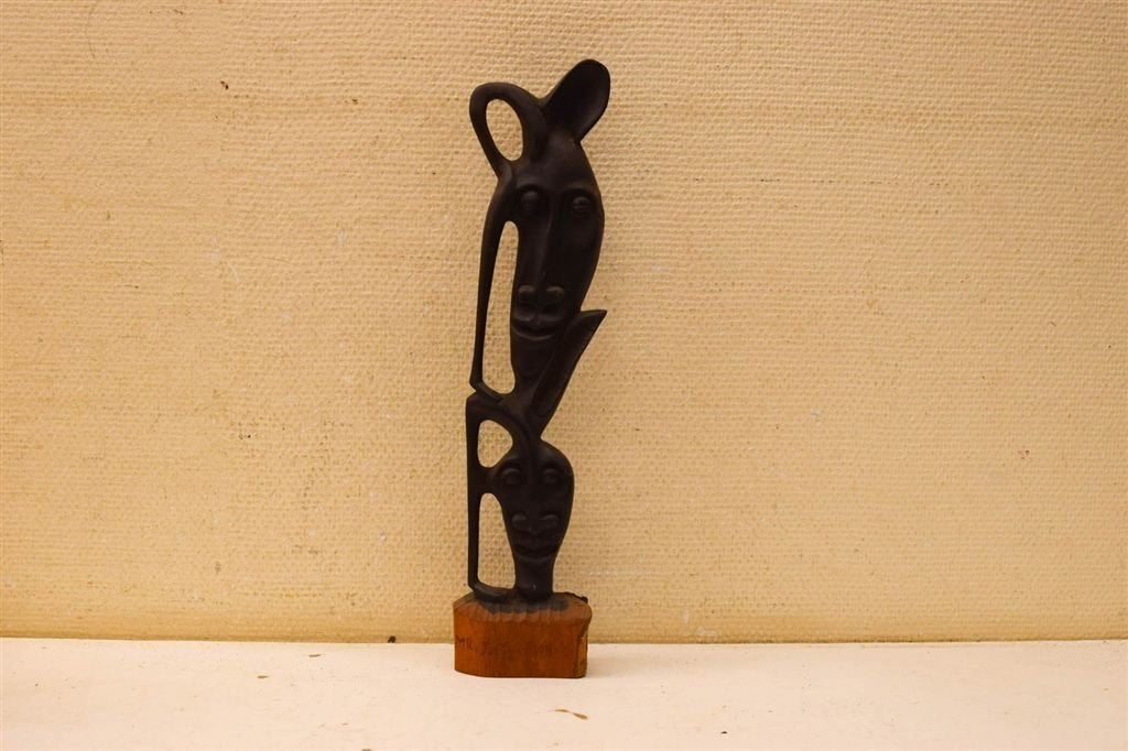 Houten beeld van 2 hoofden 30326, Ophalen of Verzenden, Gebruikt, Dier