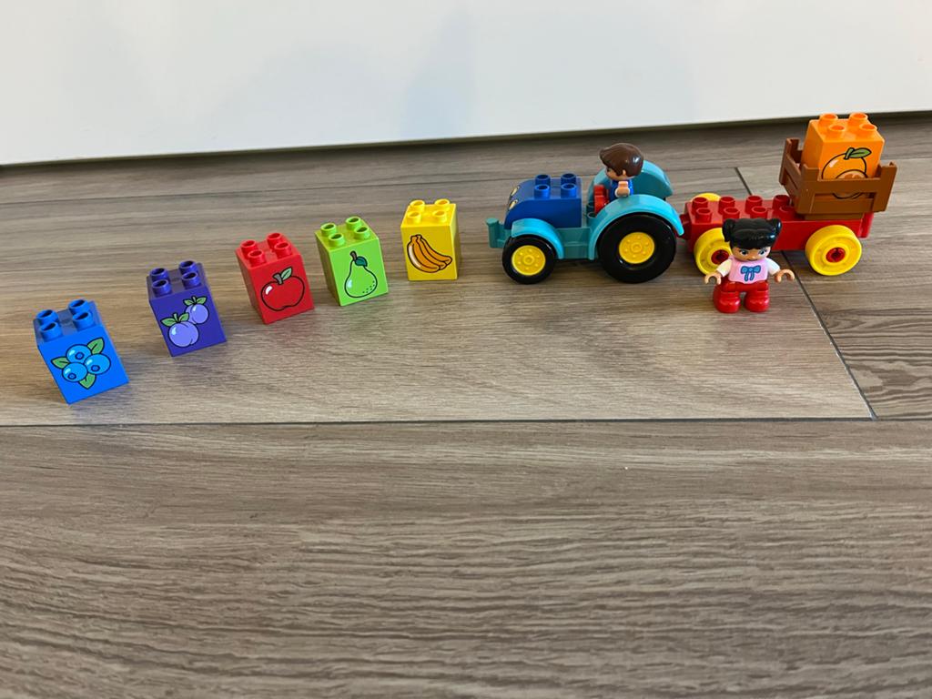 LEGO Duplo Tractor 10615 met fruit en figuren, Gebruikt, Ophalen of Verzenden, Compleet, Duplo