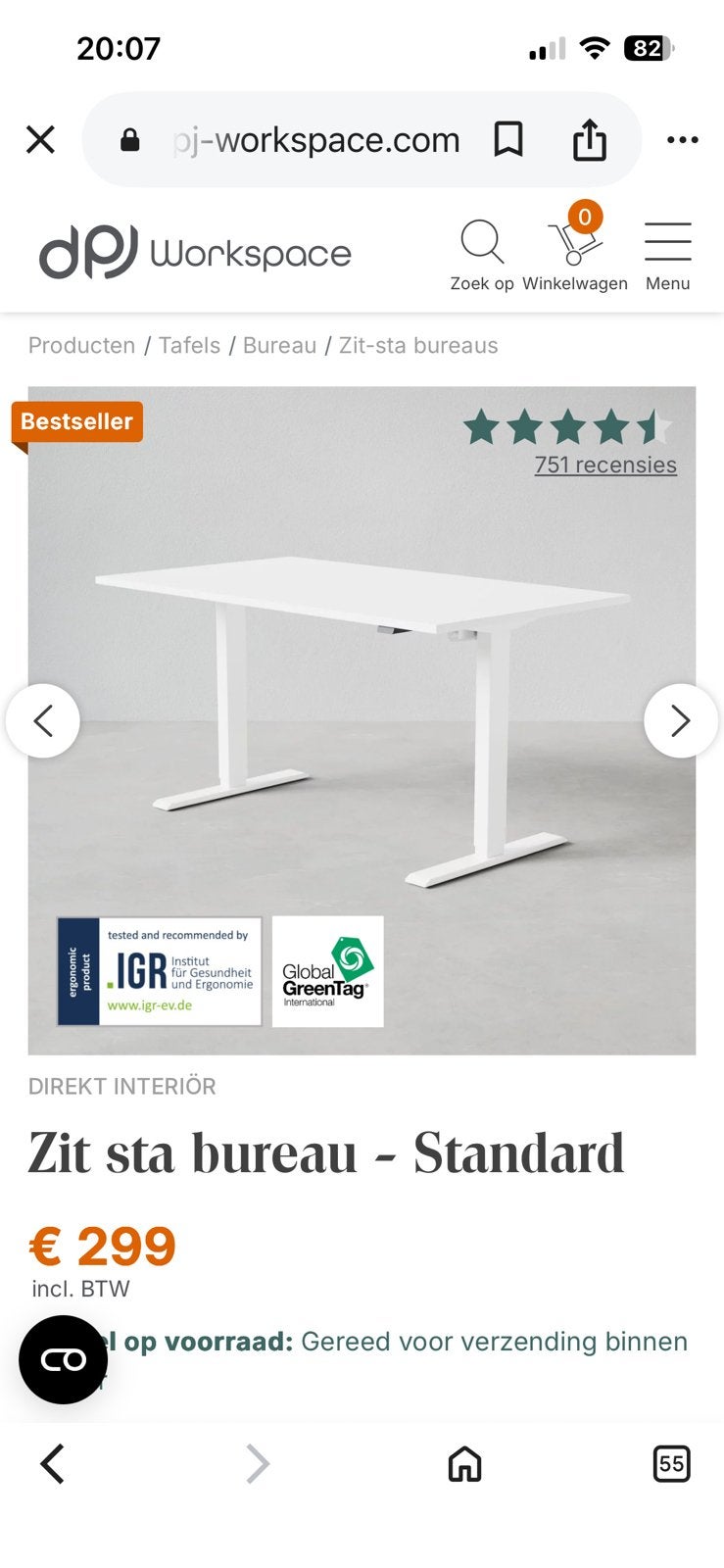 Zit, sta bureau Ikea, kleur wit
