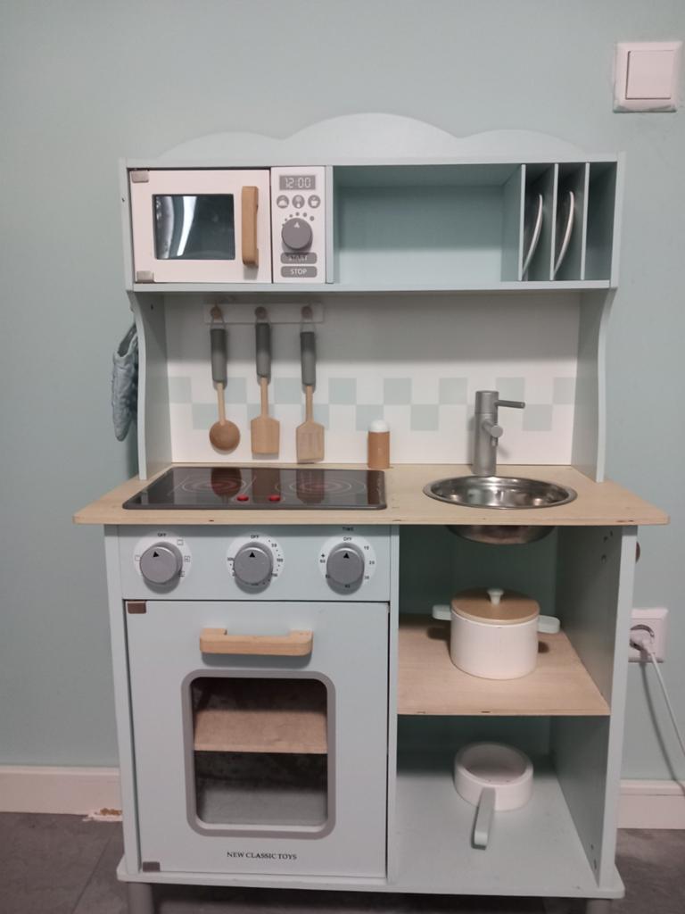 Kinder keuken blauw, Kinderen en Baby's, Speelgoed | Speelkeukens, Ophalen, Gebruikt, Hout, Speelkeuken
