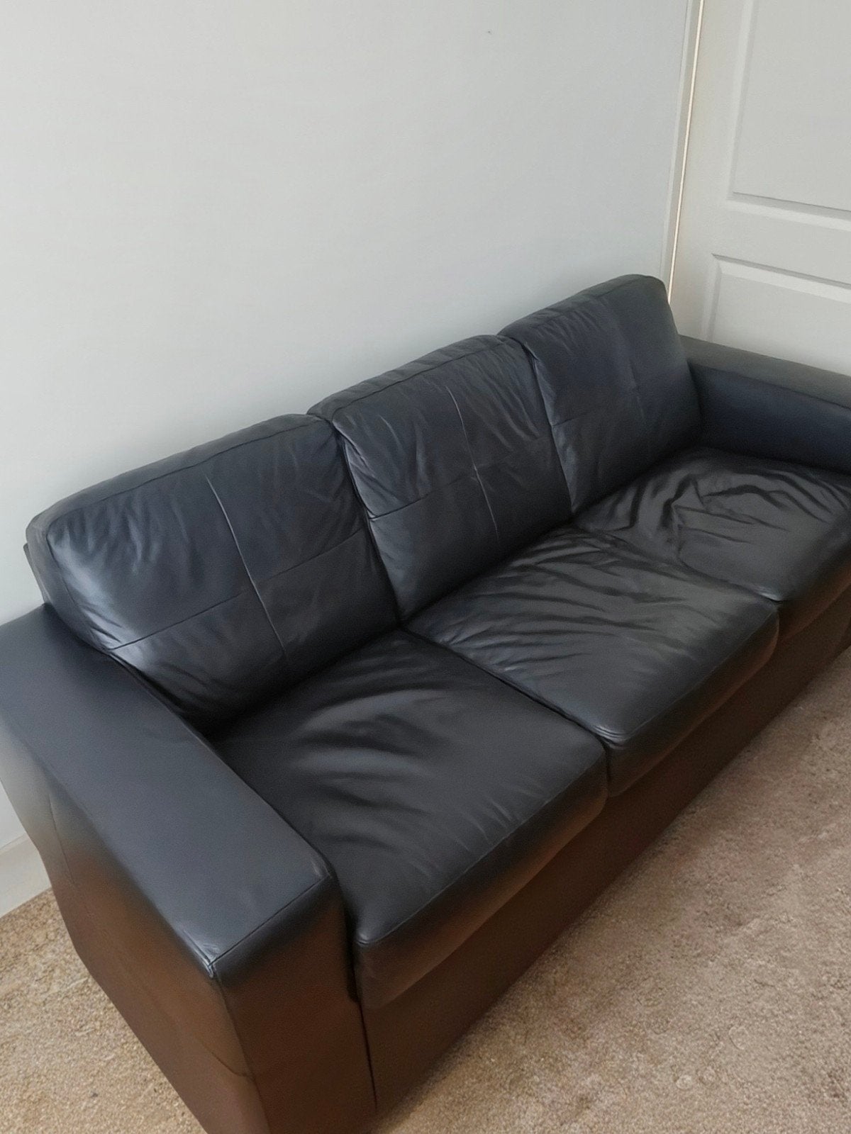 Leren driezitsbank - 202x82x80cm, Ophalen, Zo goed als nieuw