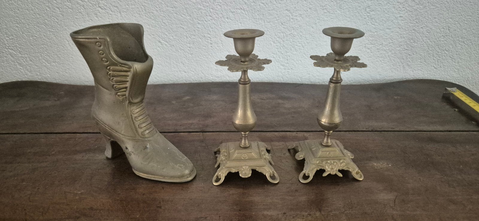 VINTAGE koperen kandelaars en laars decoratie, Ophalen of Verzenden, Koper of Brons