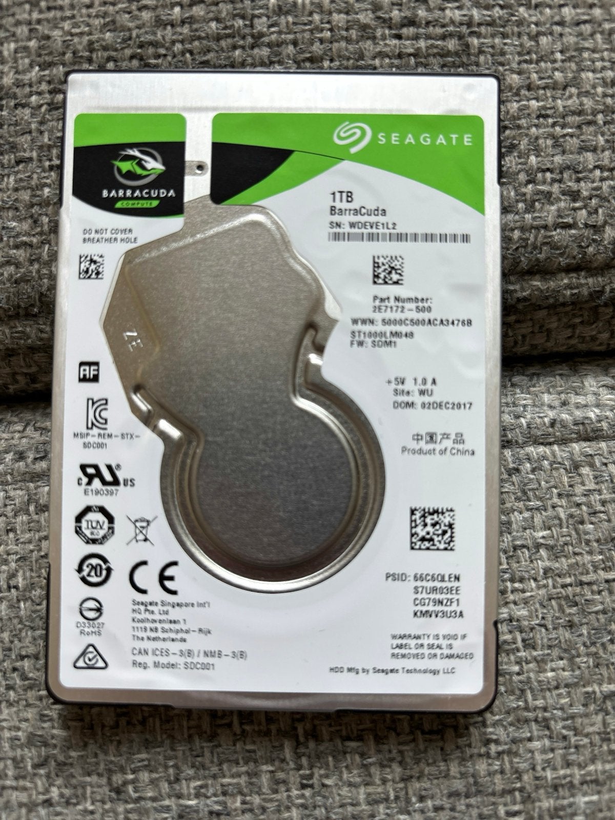 Seagate Barracuda Compute 2,5 1TB, Computers en Software, Harde schijven, Ophalen, Desktop