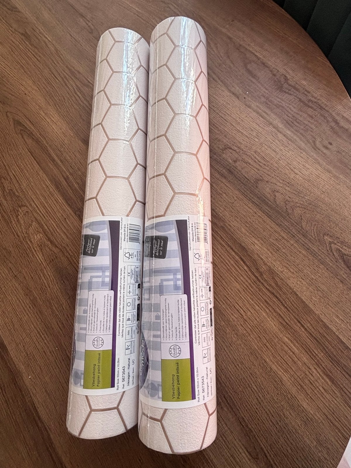 Vliesbehang Hexagon - Natural (2 rollen) PRAXIS, Huis en Inrichting, Overige merken, Beige, Geometrisch, Modern
