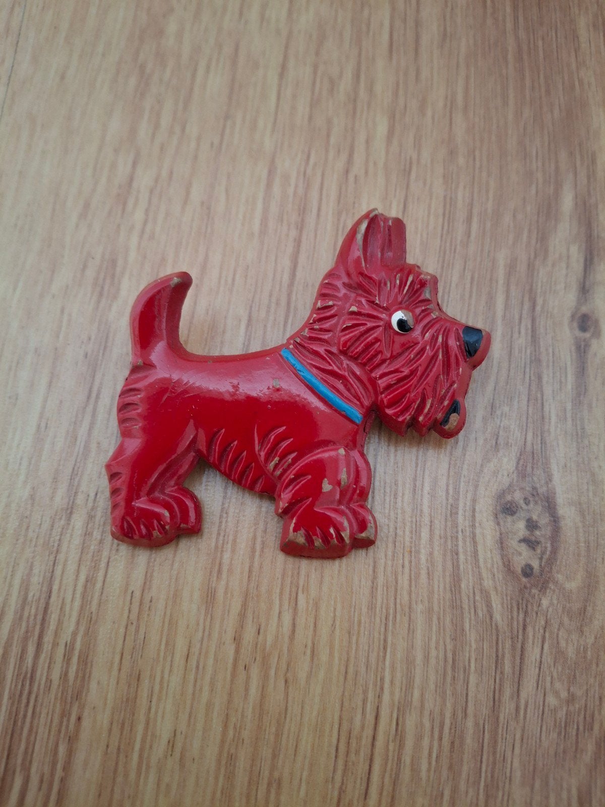 Vintage Rode Schotse Terriër Broche/Speld, Ophalen of Verzenden, Gebruikt, Hond of Kat, Beeldje of Figuurtje