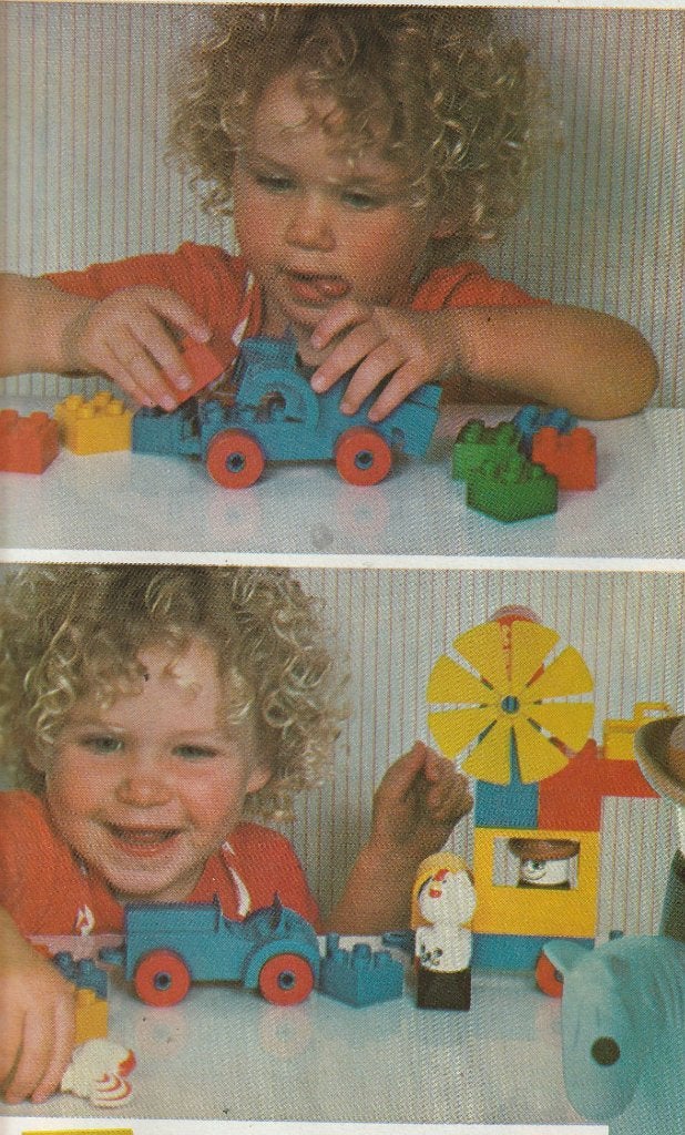 Retro reclame 1979 Lego Duplo jongetje met cowboy, Verzenden, Overige typen