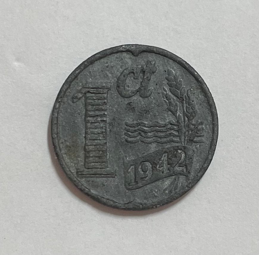 1 cent Nederland 1942 zink, Ophalen of Verzenden, Koningin Wilhelmina