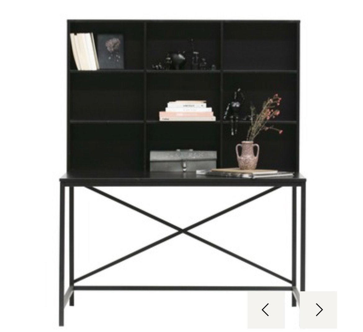WOOOD Elwin bureau met vakkenkast grenen zwart, Ophalen, Zwart, Hout, Demontabel