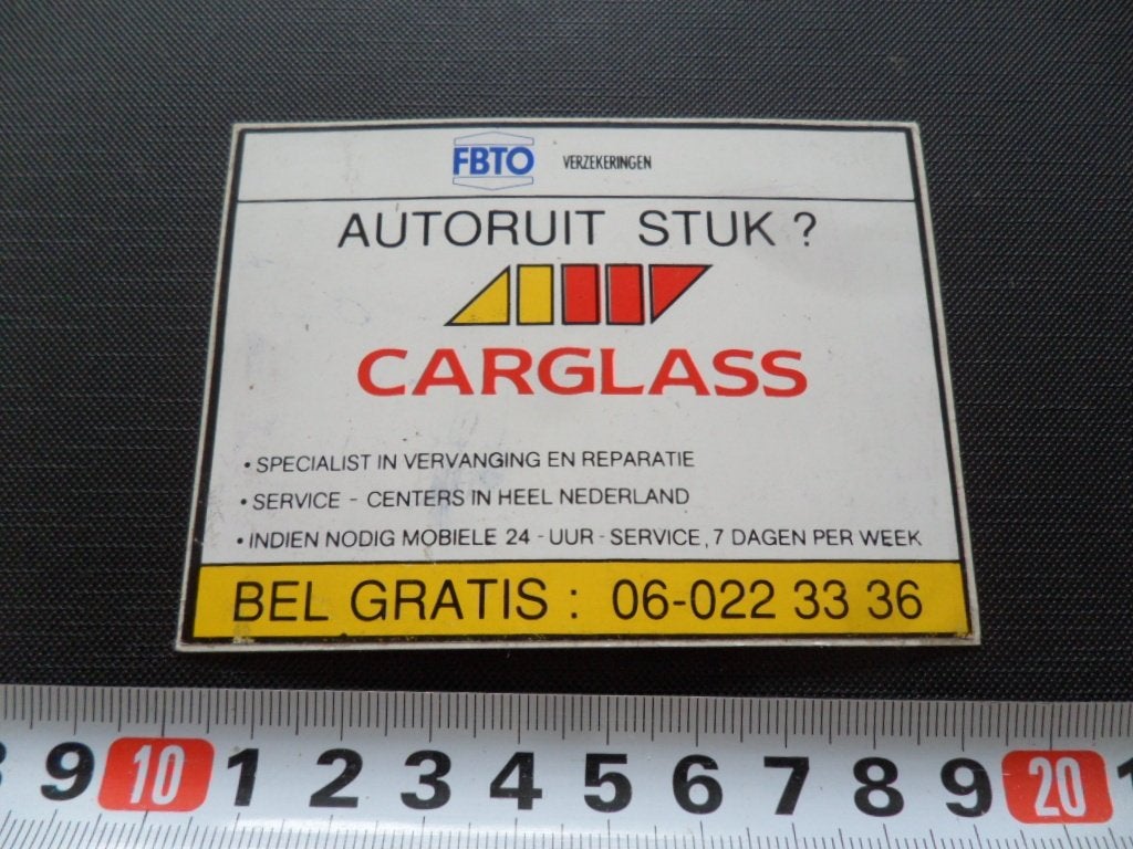 sticker FBTO verzekeringen  CARGLASS, Ophalen, Zo goed als nieuw