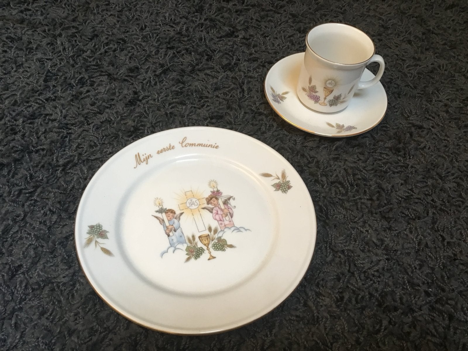 Mijn Eerste Communie bord en kop en schotel, Ophalen of Verzenden